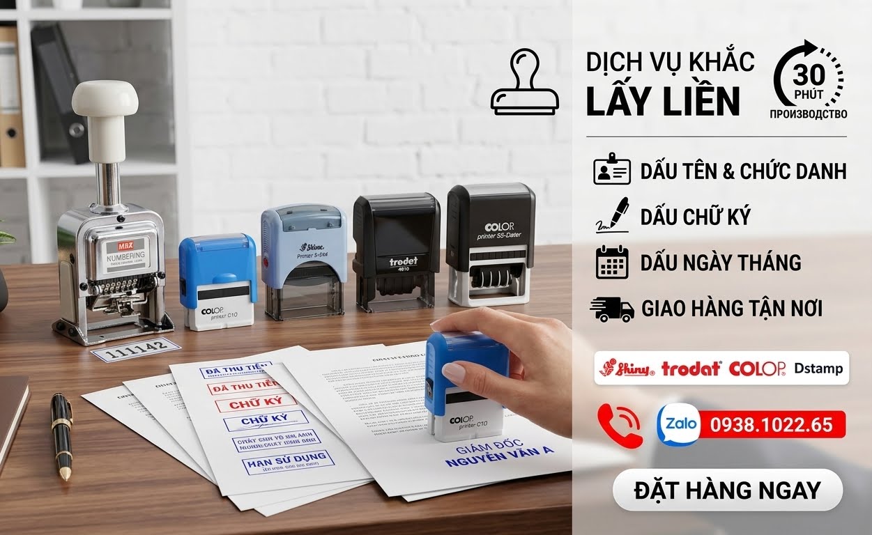 Khắc Dấu Quận 10 Uy Tín, Giá Rẻ – Khắc Laser Sắc Nét 4K Địa Chỉ Làm Con Dấu Tại Quận 10 Lấy Ngay: Dấu Tên, Chức Danh, Dấu Tròn