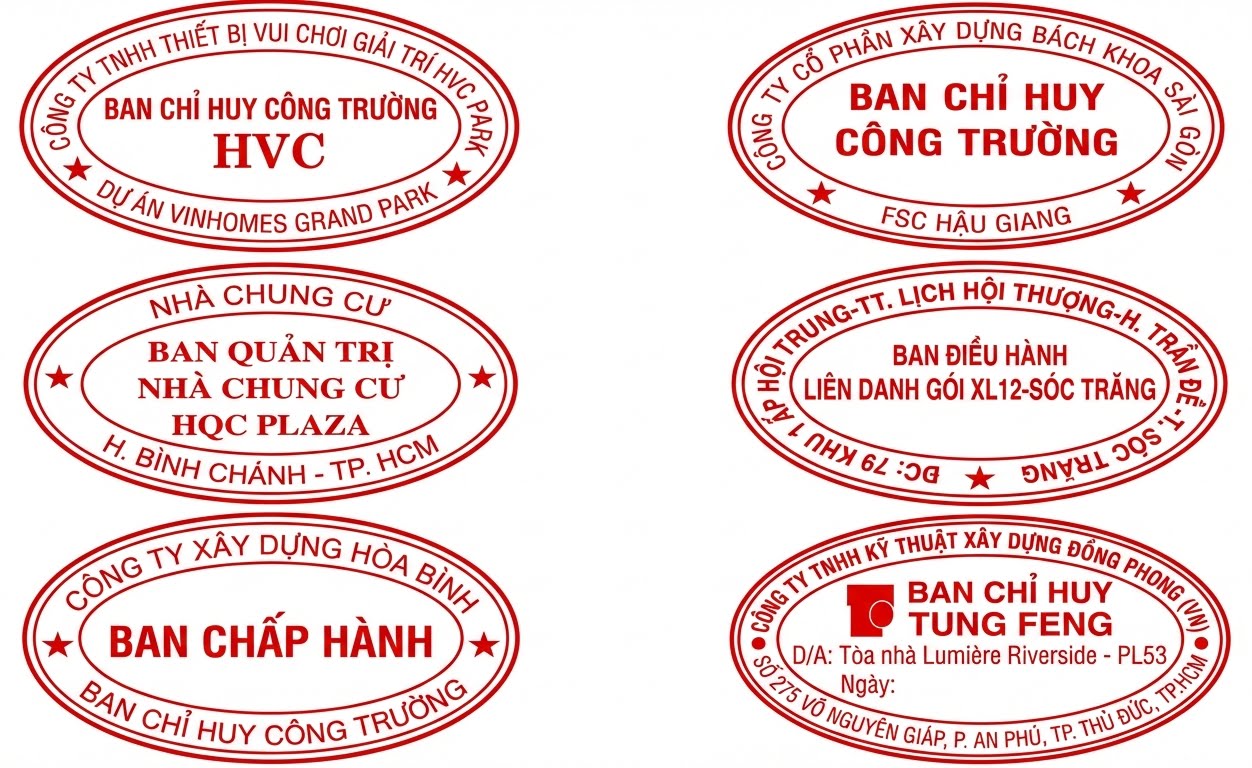 Khắc Con Dấu Ban Chỉ Huy Công Trường – Sắc Nét, Lấy Liền 30 Phút