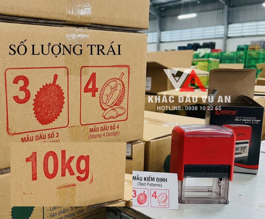 Địa Chỉ Khắc Con Dấu Số Đóng Thùng Carton Sầu Riêng