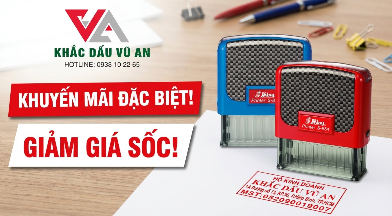 Dịch vụ làm con dấu Hộ kinh doanh lấy ngay tại Khắc Dấu Vũ An. Chuyên khắc dấu vuông, dấu mã số thuế, dấu tên chủ hộ sắc nét, bền đẹp.