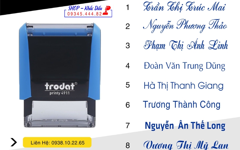 Các kiểu chữ khi khắc dấu tên