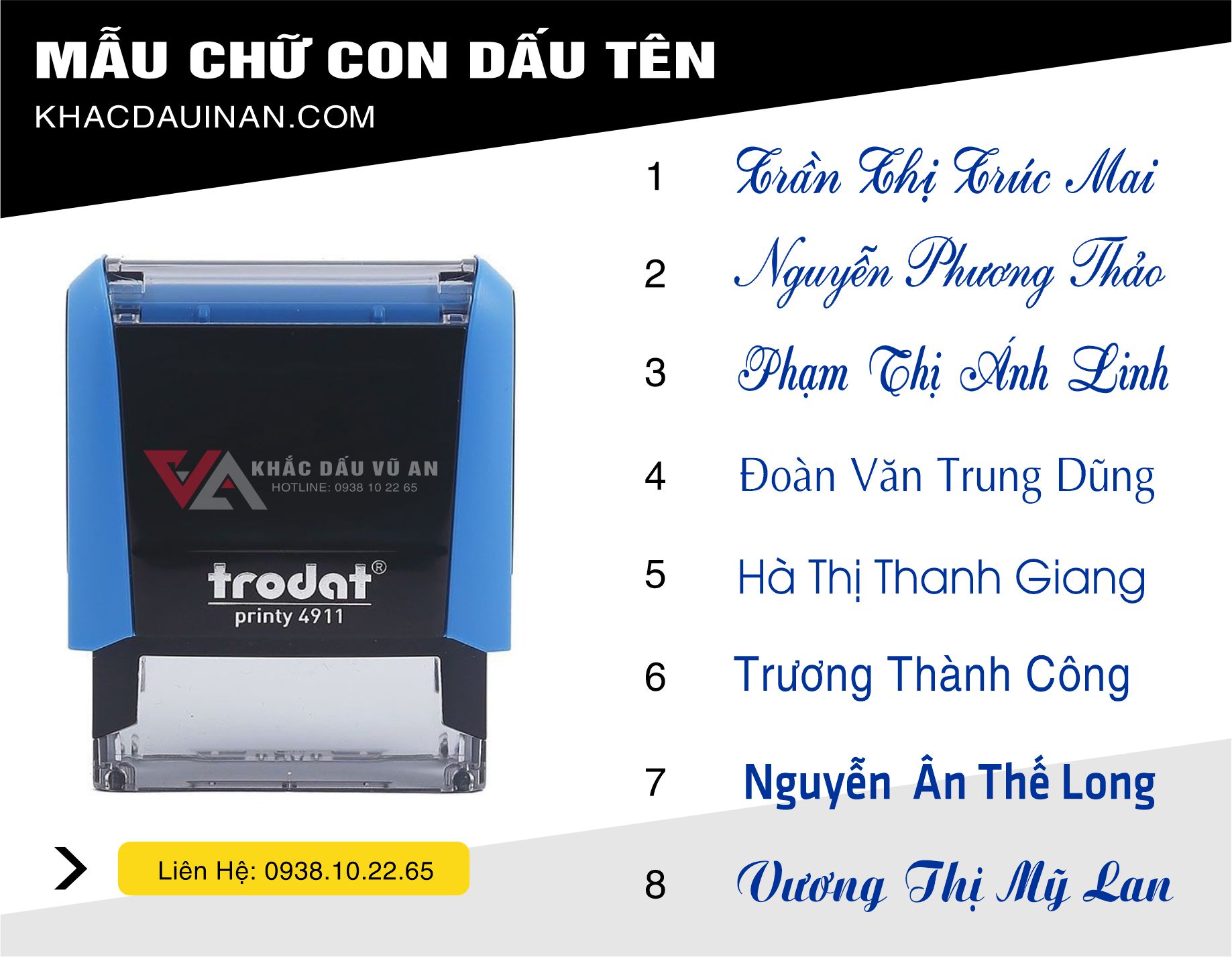 mẫu chữ con dấu tên có các kiểu chữ tùy chọn