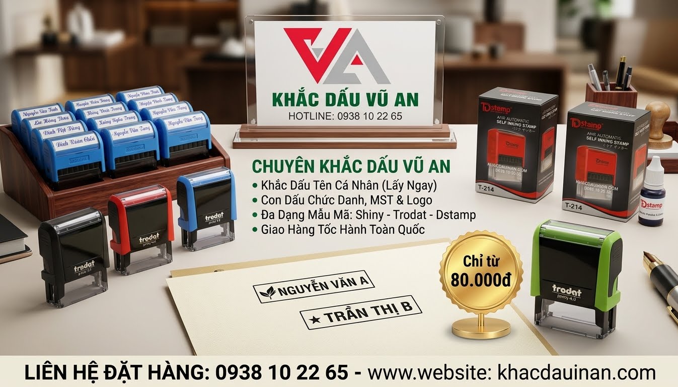 🔥 XƯỞNG KHẮC DẤU VŨ AN: CHỖ LÀM DẤU TÊN GIÁ RẺ NHẤT SÀI GÒN.