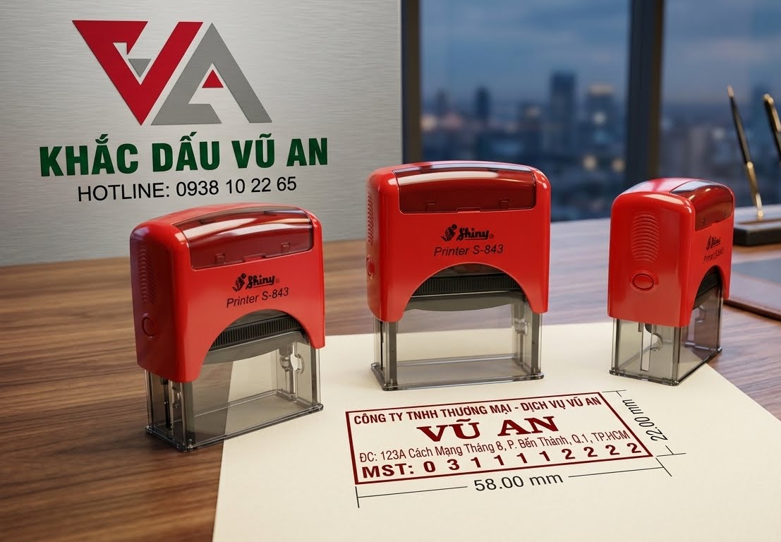⭐ MỘC VUÔNG MST SỬ DỤNG CÁN DẤU SHINY CHÍNH HÃNG – ĐÓNG ÊM, MỰC ĐỀU. Khắc Dấu Vũ An: Chuyên Khắc Dấu Vuông Công Ty Theo Yêu Cầu 24/7